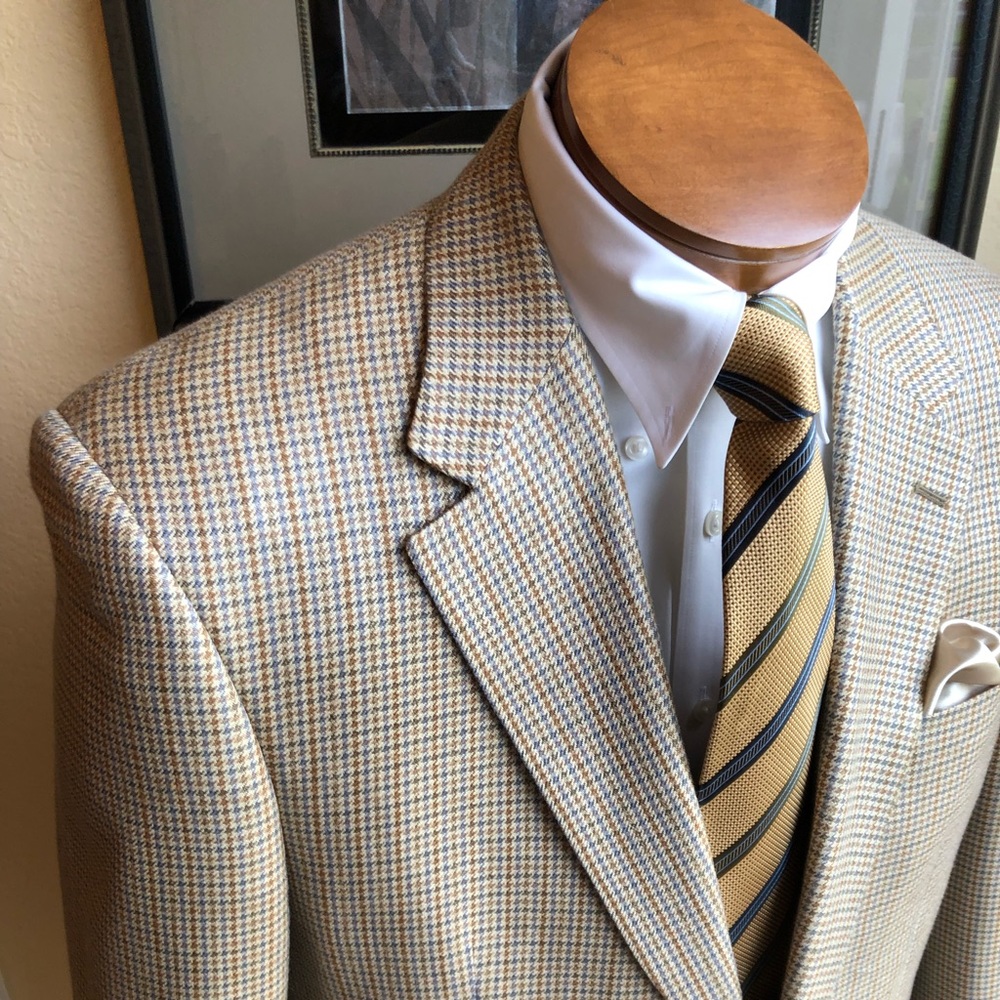 Ralph Lauren CHAPS All Silk Houndstooth Jacket Size 42L